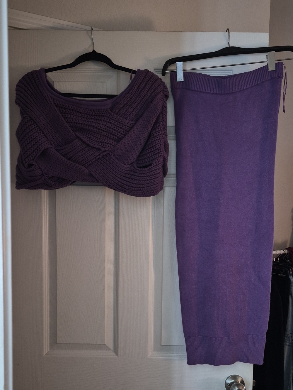 JLUXLABEL Lavender Cable Knit  Maxi Skirt Set